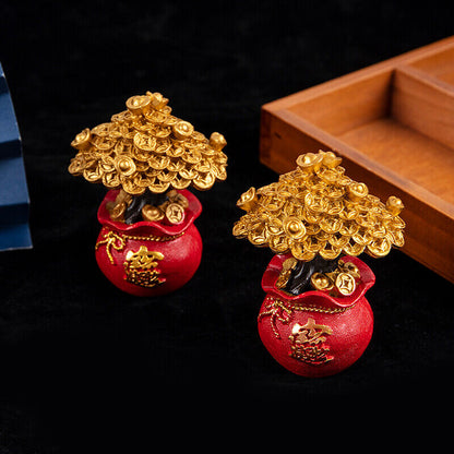 Feng Shui Decor Money Tree Wealth And Good Luck Blessing Bag Tabletop Decoration