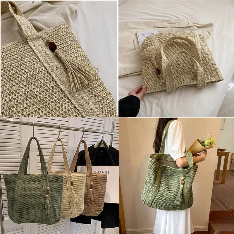 Weave Tote Summer Handbag Bohemian Shoulder Bag Women Ladies Travel Bag
