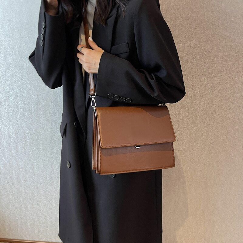 Double Layer Flap Crossbody Bags Women Classic Shoulder Handbags Black