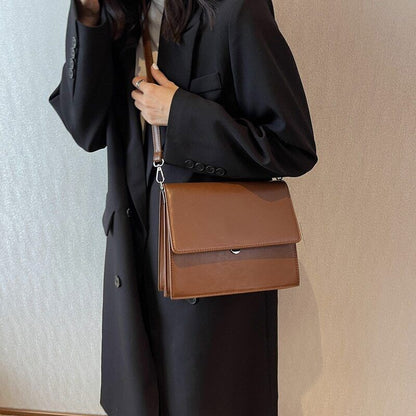 Double Layer Flap Crossbody Bags Women Classic Shoulder Handbags Black