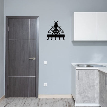 Honey Bee Key Rack Hanger - 6 inch Wide Metal Wall Art