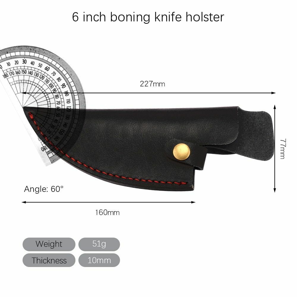 Knife Sheath Leather Case Fixed Blade Serbian Boning Knives Holder Bag 5.5/6Inch