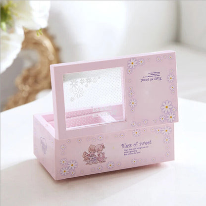 Music Box Plastic Ballerina Home Decoration Clockwork Jewelry Storage 7.5x10x6cm