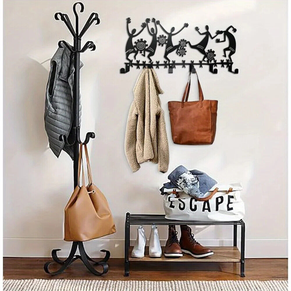 1pc Black Wall Mounted Key Holder - 6 Hooks for Entryway and Living Room Decor