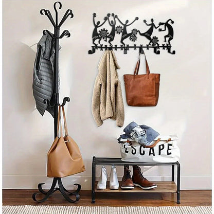 1pc Black Wall Mounted Key Holder - 6 Hooks for Entryway and Living Room Decor