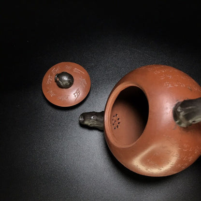 vintage chinese yixing purple clay teapot zisha ceremony carving Collectible art