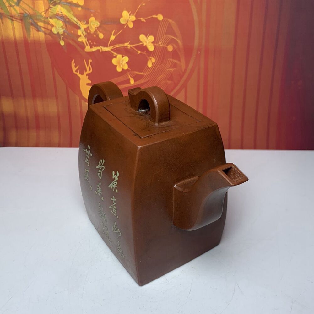 Vintage China Yixing Purple Clay Teapot Zisha Ceremony Painted Landscape Tea Set