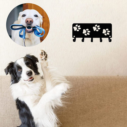 Walking Paws Key Rack Hanger & Dog Leash Organizer -9 inch/6 inch Metal Wall Art