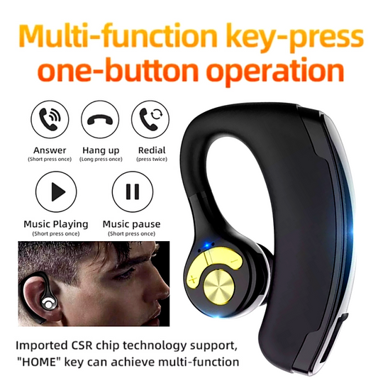 Bluetooth 5.0 Earpiece Wireless Headset Noise Cancelling Earbuds Driving Trucker