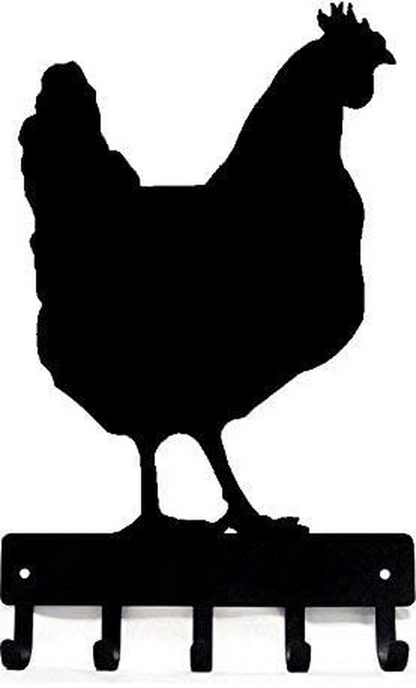 Chicken #03 Farm Key Rack - 6 inch Wide Metal Wall Art