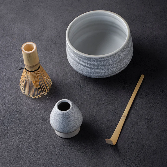 4pcs/set Ceramic Matcha Set Ceramic Whisk Holder Stand And Tea Bowl Set