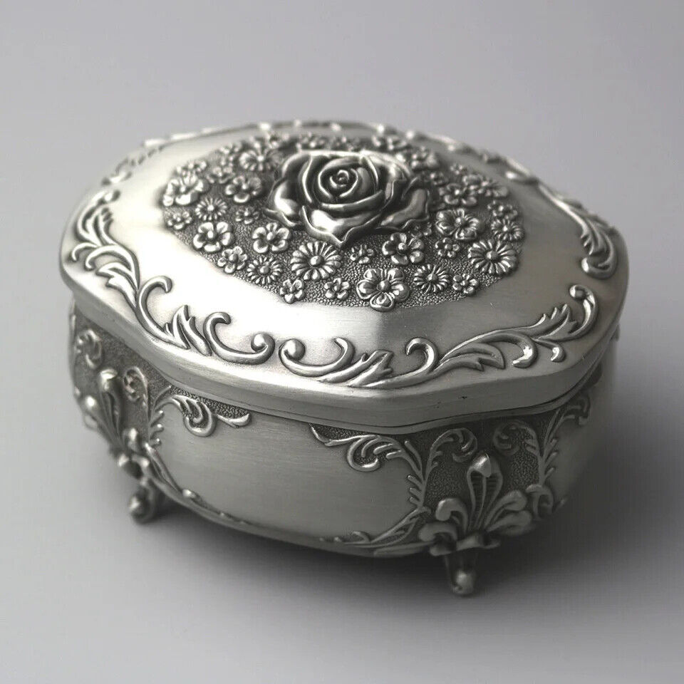 Music Box Emboss Alloy Metal Wind Up Sankyo Movements Hand Cranked Musical Boxes