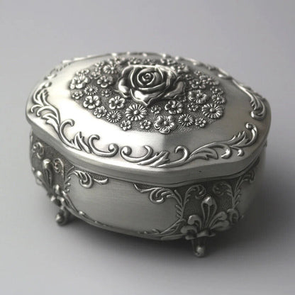 Music Box Emboss Alloy Metal Wind Up Sankyo Movements Hand Cranked Musical Boxes