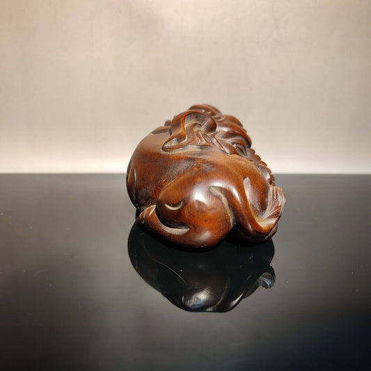 Wooden Brown Carving Chinese Elephant Sculpture Statue Home Decor Figurines Zen