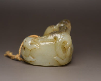 Chinese Antique Hetian Jade Carved Dragon Statue Nice Unique Thumb Ring Jewelry