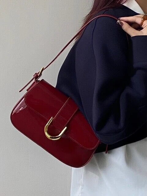 Women's Classic Vintage Handbag Leather Shoulder Bag Burgundy Crossbody Bag Gift