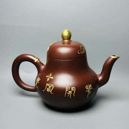 Vintage Chinese Yixing Purple Clay Teapot Zisha Ceremony Painted Fine Tea Set
