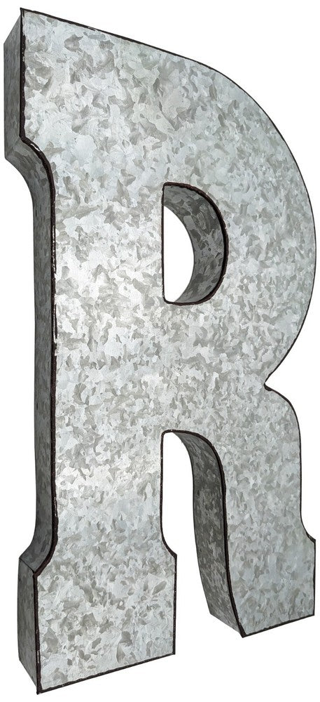 Huge 20" Metal Letter Hanging Wall Décor, Galvanized Metal with Rusted Edges