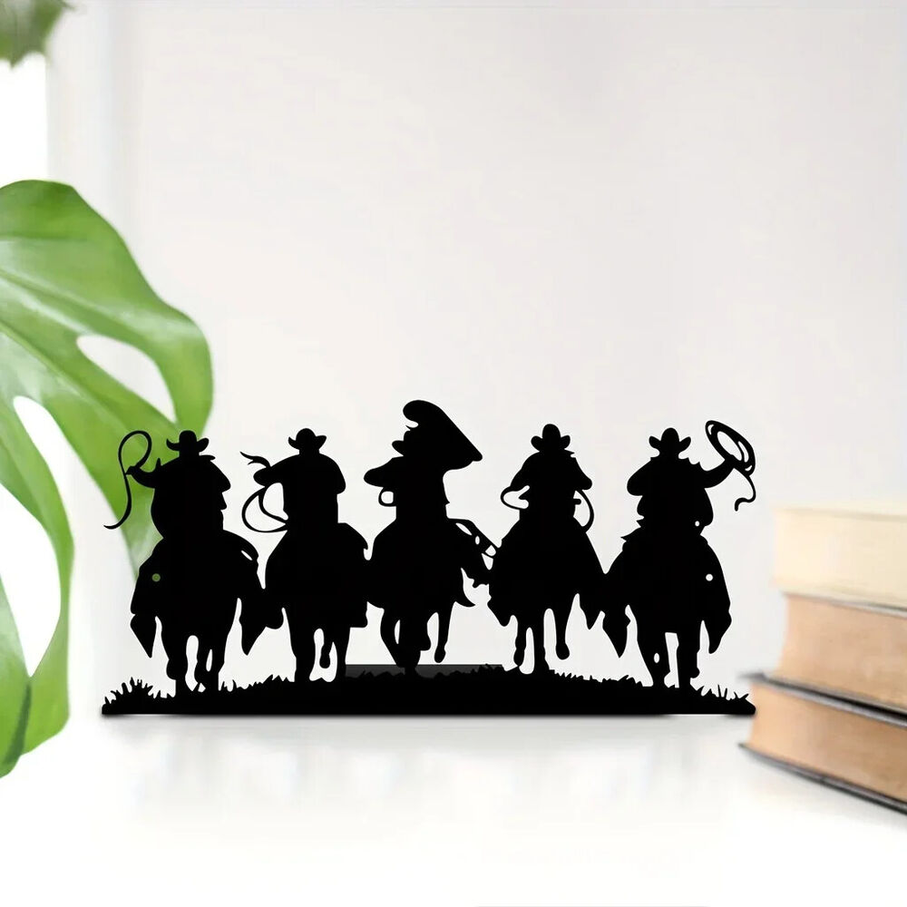 Western Cowboy Desktop Decorations, Desktop Metal Artwork, Bookends Decorations