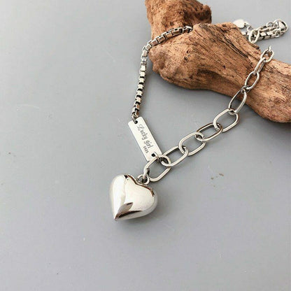 Women's 925 Sterling Silver Love Heart Rolo Link Chain Ankle Foot Bracelet