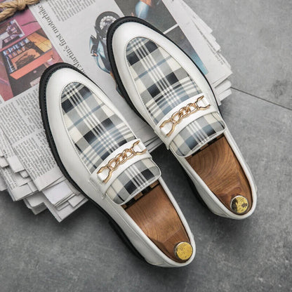 Italian Shoe Men Loafers Men Shoes Slip-on British Style Striped Soft Shoes