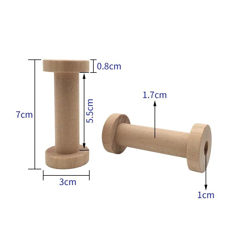 Wire Spools 10Pcs Natural Wooden Thread Reels Organizer Sewing Machine Kit 3x7cm