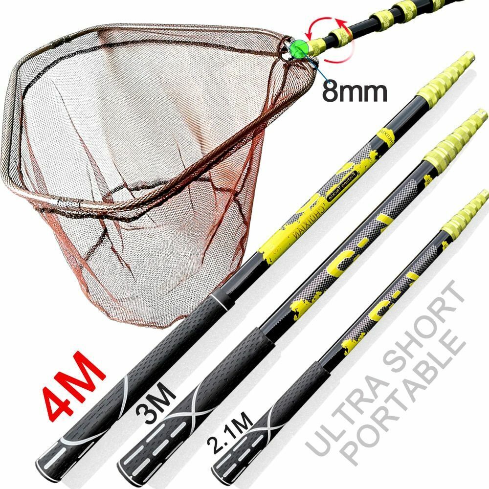 Folding Fishing Net Ultralight Portable Carbon Triangle Fly Hand Dip Tackle Tank