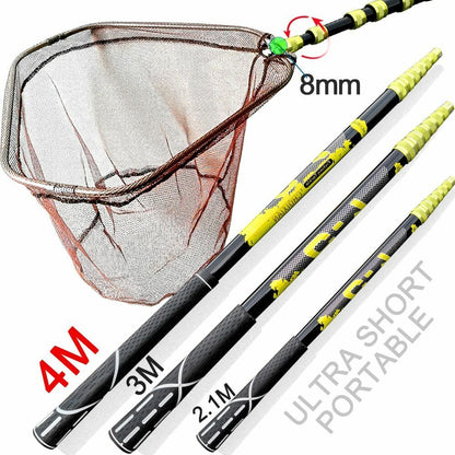 Folding Fishing Net Ultralight Portable Carbon Triangle Fly Hand Dip Tackle Tank