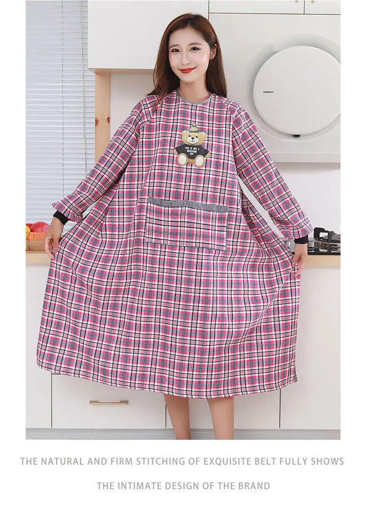 Cooking Apron Cotton Long Sleeve Brief Kitchen Baking Barbecue Picnic Vest Smock