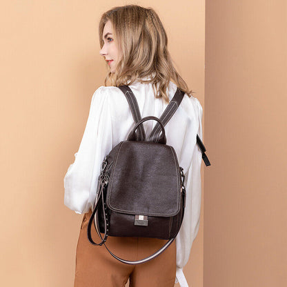 Ladies Leather Backpack Purse Anti-Theft Rucksack Travel Bag Satchel