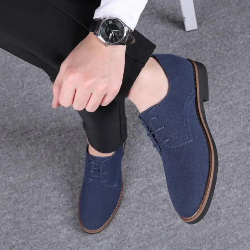 Men Suede Shoes Blue Shoes Men Flats Men Sneakers Casual Men Shoes