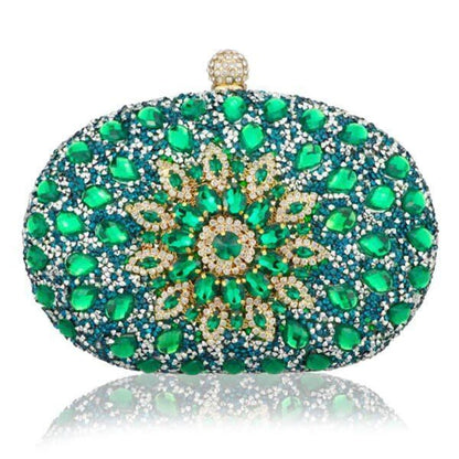 Wedding Silver Floral Crystal Clutch Bag Wallet Purse Handbags Nylon Hasp Women