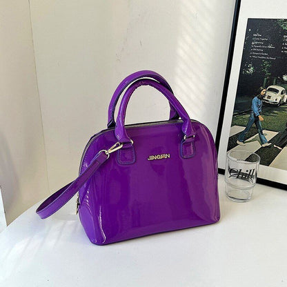 Synthetic Leather Large Shell Handle Purse Handbags Crossbody Pouch Handbag Zipp