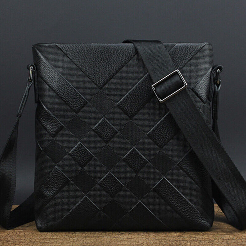 100% Genuine Leather Men's Embossing Business 8" Sling Shoulder/Messenger Bag