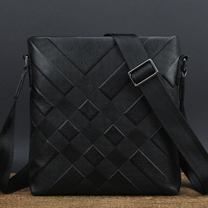 100% Genuine Leather Men's Embossing Business 8" Sling Shoulder/Messenger Bag