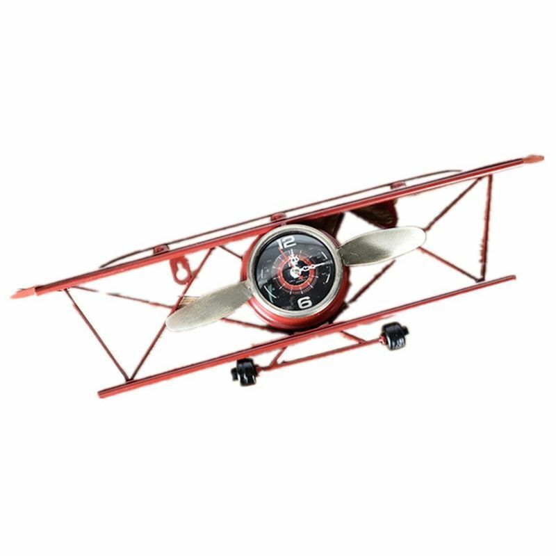 Creative Retro Iron Aircraft Clock Living Room Wall Hanging Decoration Ornaments