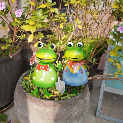 Frog Statue Metal Figurine Garden Outdoor Decor Yard 3D Art Sculpture 15x8x5inch