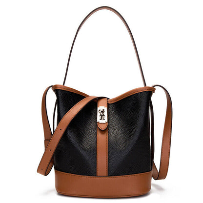 women's real leather sling shoulder bag new desinger zipper bucket bag