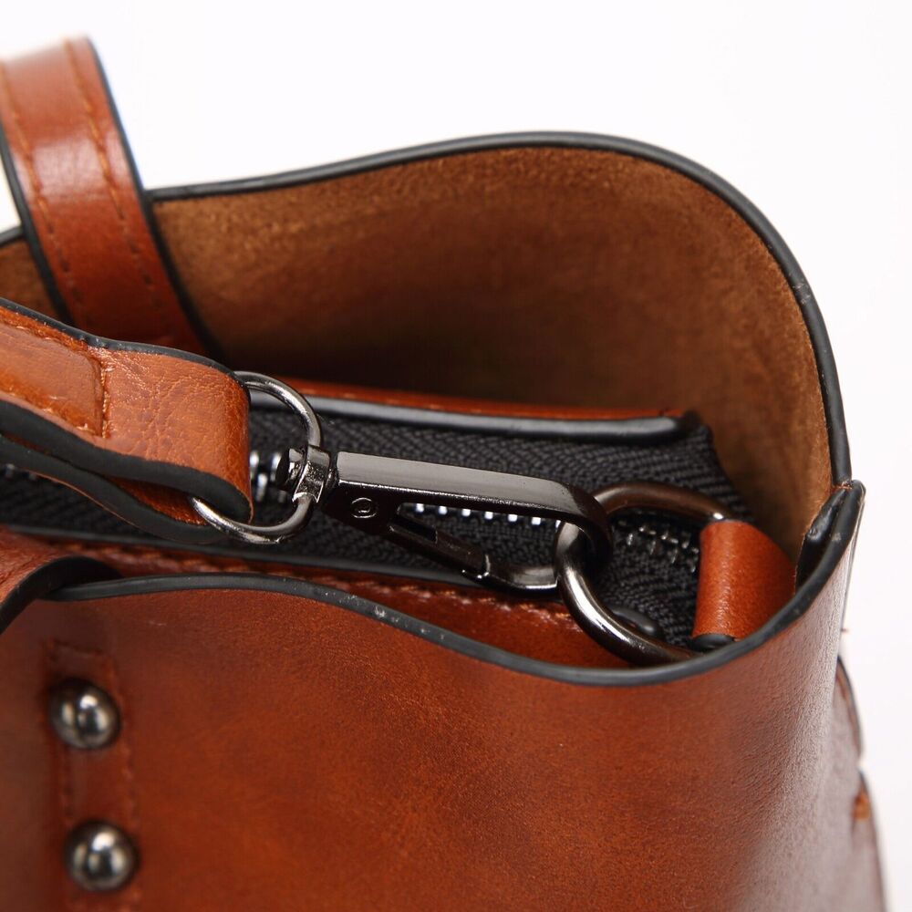 Leather Bucket Bag Simple Double Strap Handbag Shoulder Bags Women Shopping