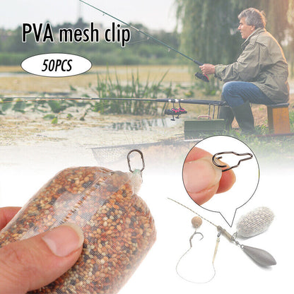 50Pcs PVA Bag Link Clip Carp Fishing Quick Change Feeder Swivel Snaps Accessory