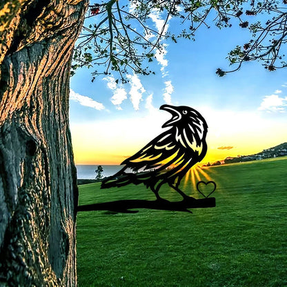 Iron Silhouette Crow Trunk Stake Fence Ornament Iron Crafts Wall Art Decoration