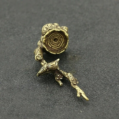 Mini Figurine Incense Burner Antique Copper Magpie Tree Branch Desktop Ornaments