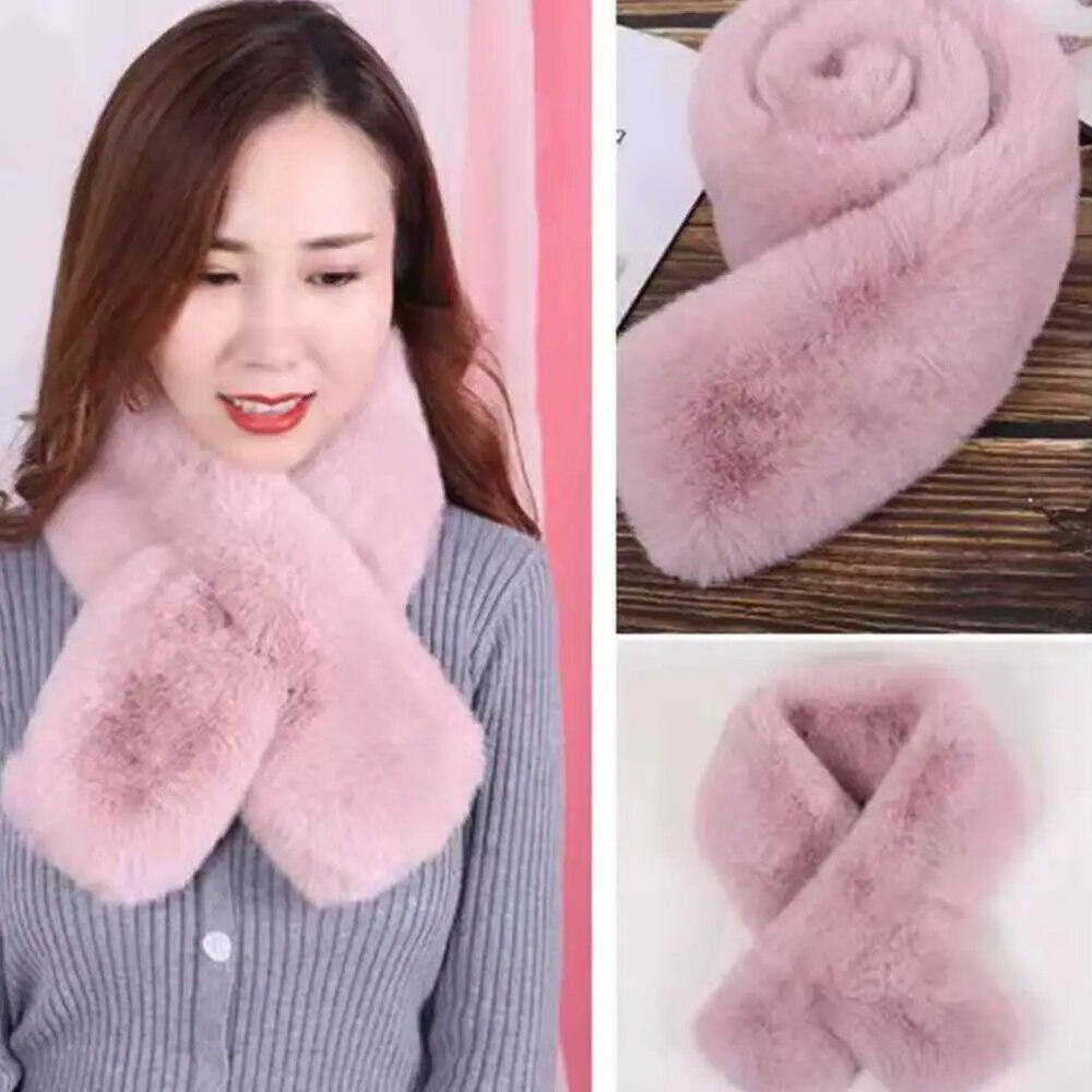 Double Sides Real Rex Rabbit Fur Scarf Neck Collar Scarves Neckerchief Stole
