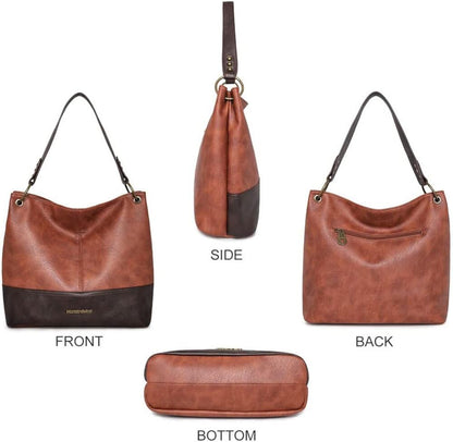 Montana West Hobo Bag For Women Vegan Leather Top Handle Bag Zipper