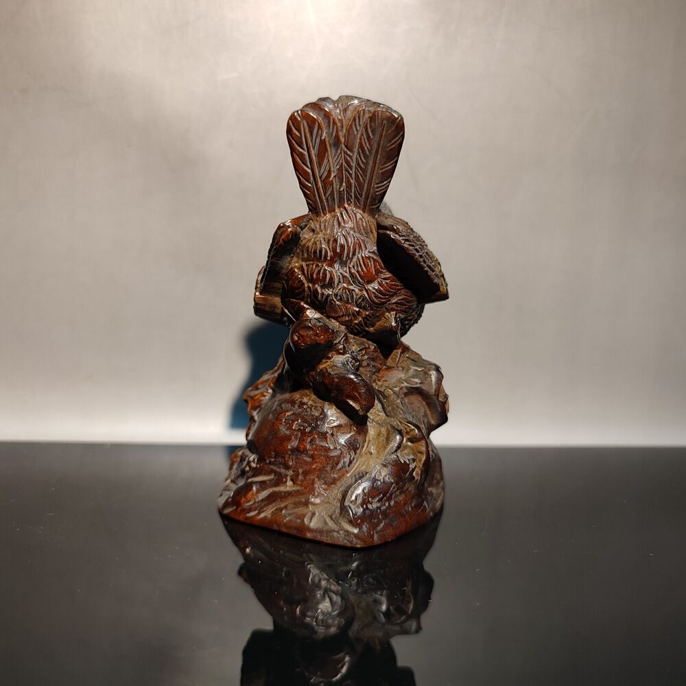 Chinese Wood Carving Bird Statue Boxwood Sculptures Children Gift Vivid Cute