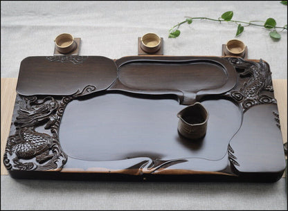 Handmade Tea Tray Hand Carved Dragon Ebony Wood Tea Table High Quality Heavy New