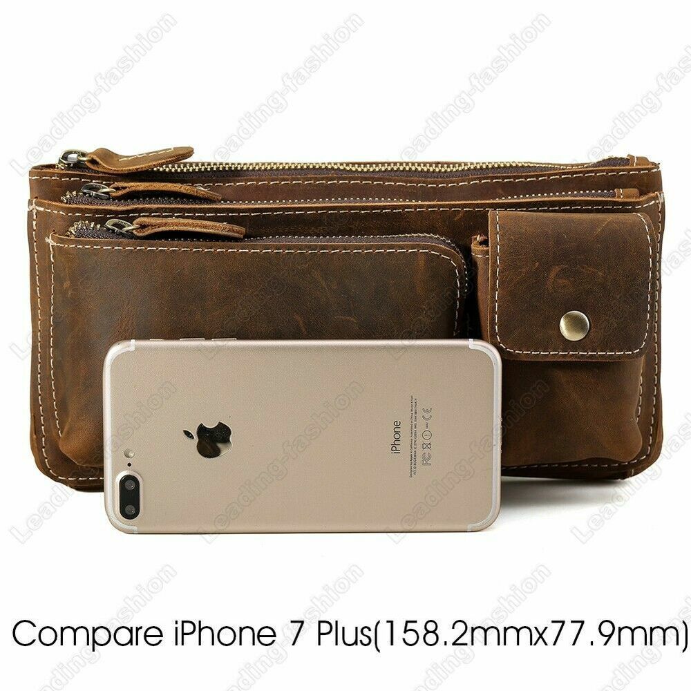 Men Real Leather Bum Waist Belt Bag Fanny Pack Sports Travel Running Pouch