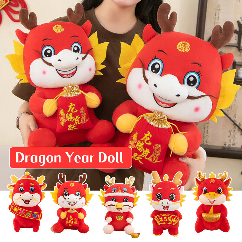 2024 Dragon Year Mascot Plush Toys Cartoon Zodiac Dragon Doll for Celebration