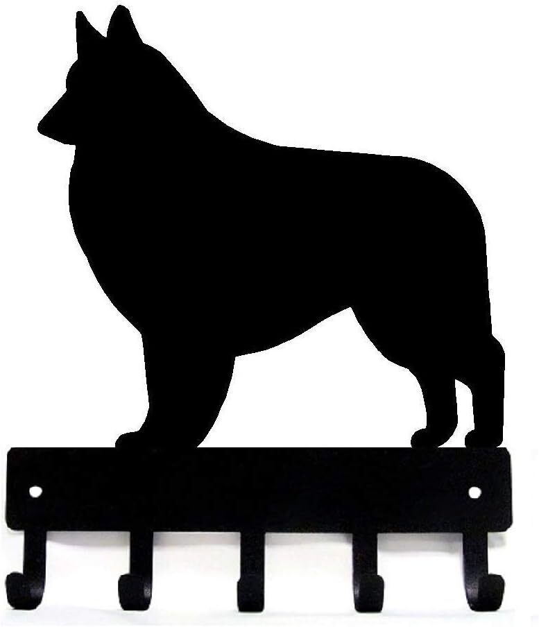 Belgian Tervuren Dog Key Rack & Leash Hanger - 9 inch Wide Metal Wall Art
