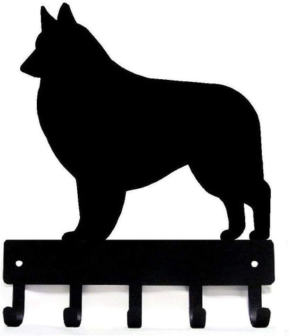 Belgian Tervuren Dog Key Rack & Leash Hanger - 9 inch Wide Metal Wall Art